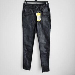 NWT Karen Millen Dark Wash Black Coated Super Skinny Jeans